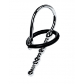 Серебристый уретральный плаг-бусины TOYFA Metal с мягким фиксириющим кольцом - ToyFa - купить с доставкой в Ижевске