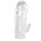 Прозрачная гелевая насадка с шипами и клиторальным отростком - 13 см. - Toyfa Basic - в Ижевске купить с доставкой