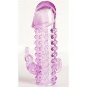 Закрытая фиолетовая насадка с 2 отростками - 13 см. - Toyfa Basic - в Ижевске купить с доставкой