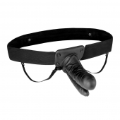 Полый страпон с двумя отростками и вибрацией Unisex Vibrating Hollow Strap-On Double Penetrating Dildo - 17,8 см. - Lux Fetish - купить с доставкой в Ижевске
