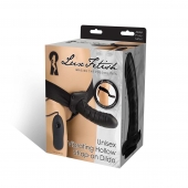 Чёрный полый страпон с вибрацией Unisex Vibrating Hollow Strap-On - 14 см. - Lux Fetish - купить с доставкой в Ижевске