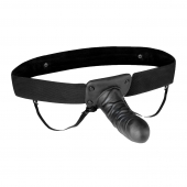 Чёрный полый страпон с вибрацией Unisex Vibrating Hollow Strap-On - 14 см. - Lux Fetish - купить с доставкой в Ижевске