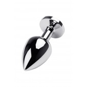 Серебристая коническая анальная пробка с красным кристаллом - 8 см. - ToyFa - купить с доставкой в Ижевске