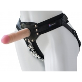 Черный пояс-трусики с насадкой  Гламур Dana  - 15,5 см. - LOVETOY (А-Полимер) - купить с доставкой в Ижевске