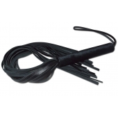 Чёрная кожаная плеть с жесткой ручкой - 63 см. - Sitabella - купить с доставкой в Ижевске