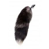 Серебристая металлическая анальная втулка с хвостом чернобурой лисы - размер S - ToyFa - купить с доставкой в Ижевске