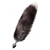 Серебристая металлическая анальная втулка с хвостом чернобурой лисы - размер S - ToyFa - купить с доставкой в Ижевске