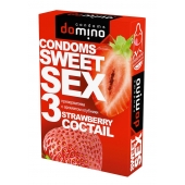 Презервативы для орального секса DOMINO Sweet Sex с ароматом клубничного коктейля  - 3 шт. - Domino - купить с доставкой в Ижевске