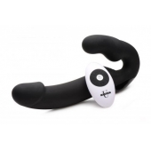 Черный безремневой страпон Urge Silicone Strap On с пультом ДУ - 24 см. - XR Brands - купить с доставкой в Ижевске