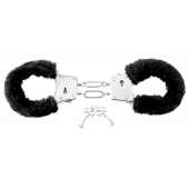Меховые чёрные наручники Beginner s Furry Cuffs - Pipedream - купить с доставкой в Ижевске