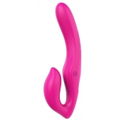 Ярко-розовый безремневой страпон REMOTE DOUBLE DIPPER - 22 см. - Dream Toys - купить с доставкой в Ижевске