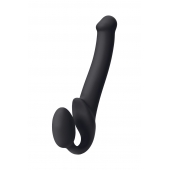 Черный безремневой страпон Silicone Bendable Strap-On M - Strap-on-me - купить с доставкой в Ижевске