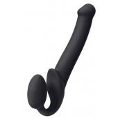 Черный безремневой страпон Silicone Bendable Strap-On M - Strap-on-me - купить с доставкой в Ижевске