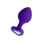 Фиолетовая анальная втулка Diamond Heart с прозрачным кристаллом - 8 см. - ToyFa - купить с доставкой в Ижевске