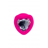 Розовая анальная втулка Diamond Heart с прозрачным кристаллом - 9,5 см. - ToyFa - купить с доставкой в Ижевске