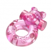 Розовое эрекционное виброкольцо на пенис Pink Bear - Baile - в Ижевске купить с доставкой