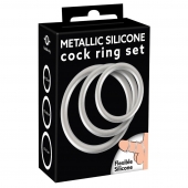 Набор из 3 эрекционных колец под металл Metallic Silicone Cock Ring Set - Orion - в Ижевске купить с доставкой