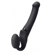 Черный безремневой вибрострапон Silicone Bendable Strap-On M - Strap-on-me - купить с доставкой в Ижевске