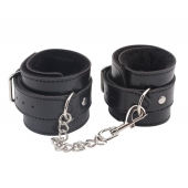 Черные оковы на ноги Obey Me Leather Ankle Cuffs - Chisa - купить с доставкой в Ижевске