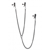 Черные зажимы на соски и клитор на цепочке DELUXE NIPPLE   CLIT CLAMPS - Dream Toys - купить с доставкой в Ижевске