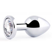 Серебристая анальная пробка с прозрачным стразом - 7,2 см. - Anal Jewelry Plug - купить с доставкой в Ижевске Серебристая анальная пробка с прозрачным стразом - 7,2 см. - Anal Jewelry Plug - купить с доставкой в Ижевске