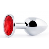 Серебристая анальная пробка с красным стразом - 7,2 см. - Anal Jewelry Plug - купить с доставкой в Ижевске Серебристая анальная пробка с красным стразом - 7,2 см. - Anal Jewelry Plug - купить с доставкой в Ижевске