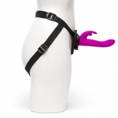 Лиловый страпон Rechargeable Vibrating Strap-On Harness Set - 17,6 см. - Happy Rabbit - купить с доставкой в Ижевске