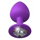 Фиолетовая анальная пробка со стразом Her Little Gem Large Plug - 9,5 см. - Pipedream - купить с доставкой в Ижевске