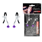 Оригинальные зажимы на соски с фиолетовыми шариками - Notabu - купить с доставкой в Ижевске