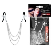 Оригинальные зажимы на соски с тройной цепочкой - Notabu - купить с доставкой в Ижевске