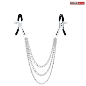 Оригинальные зажимы на соски с тройной цепочкой - Notabu - купить с доставкой в Ижевске