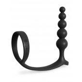 Черная анальная цепочка с эрекционным кольцом Ass-gasm Cockring Anal Beads - Pipedream - в Ижевске купить с доставкой