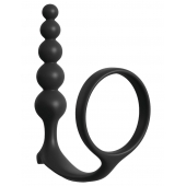Черная анальная цепочка с эрекционным кольцом Ass-gasm Cockring Anal Beads - Pipedream - в Ижевске купить с доставкой