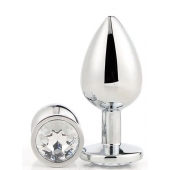 Серебристая анальная втулка с прозрачным кристаллом - 7,1 см. - Dream Toys - купить с доставкой в Ижевске