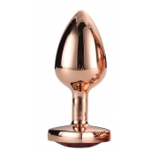 Золотистая анальная втулка с кристаллом-сердечком розового цвета - 7,1 см. - Dream Toys - купить с доставкой в Ижевске