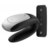 Чёрный вибромассажёр для пар Satisfyer Double Fun - Satisfyer купить в Ижевске с доставкой в Orgasmix.ru Чёрный вибромассажёр для пар Satisfyer Double Fun - Satisfyer