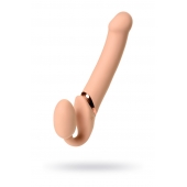 Телесный безремневой вибрострапон Vibrating Bendable Strap-On L - Strap-on-me - купить с доставкой в Ижевске
