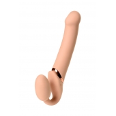Телесный безремневой вибрострапон Vibrating Bendable Strap-On L - Strap-on-me - купить с доставкой в Ижевске
