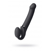 Черный безремневой вибрострапон Vibrating Bendable Strap-On L - Strap-on-me - купить с доставкой в Ижевске