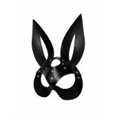 Черная кожаная маска зайки Miss Bunny - БДСМ Арсенал - купить с доставкой в Ижевске