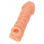 Телесная закрытая насадка с венками Cock Sleeve Size S - 13,8 см. - KOKOS - в Ижевске купить с доставкой