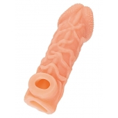Телесная закрытая насадка с венками Cock Sleeve Size M - 15,6 см. - KOKOS - в Ижевске купить с доставкой