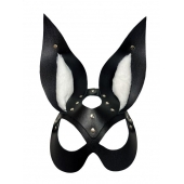 Черная маска зайки с белым мехом на ушках Miss Bunny - БДСМ Арсенал - купить с доставкой в Ижевске