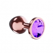 Пробка цвета розового золота с фиолетовым кристаллом Diamond Amethyst Shine S - 7,2 см. - Lola Games - купить с доставкой в Ижевске