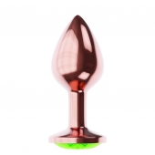 Пробка цвета розового золота с лаймовым кристаллом Diamond Emerald Shine S - 7,2 см. - Lola Games - купить с доставкой в Ижевске