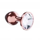 Пробка цвета розового золота с прозрачным кристаллом Diamond Moonstone Shine L - 8,3 см. - Lola Games - купить с доставкой в Ижевске