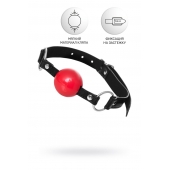 Красный кляп-шар на черных ремешках Anonymo - ToyFa - купить с доставкой в Ижевске