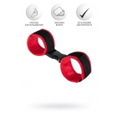 Красно-черные велюровые наручники Anonymo - ToyFa - купить с доставкой в Ижевске