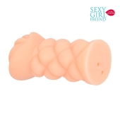 Телесный мастурбатор-вагина с вибрацией и комплектом эрекционных колец - Bior toys - в Ижевске купить с доставкой