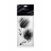 Зажимы на соски с черными пуховыми кисточками Sweet Caress Feather Nipple Clumps - Sweet Caress - купить с доставкой в Ижевске